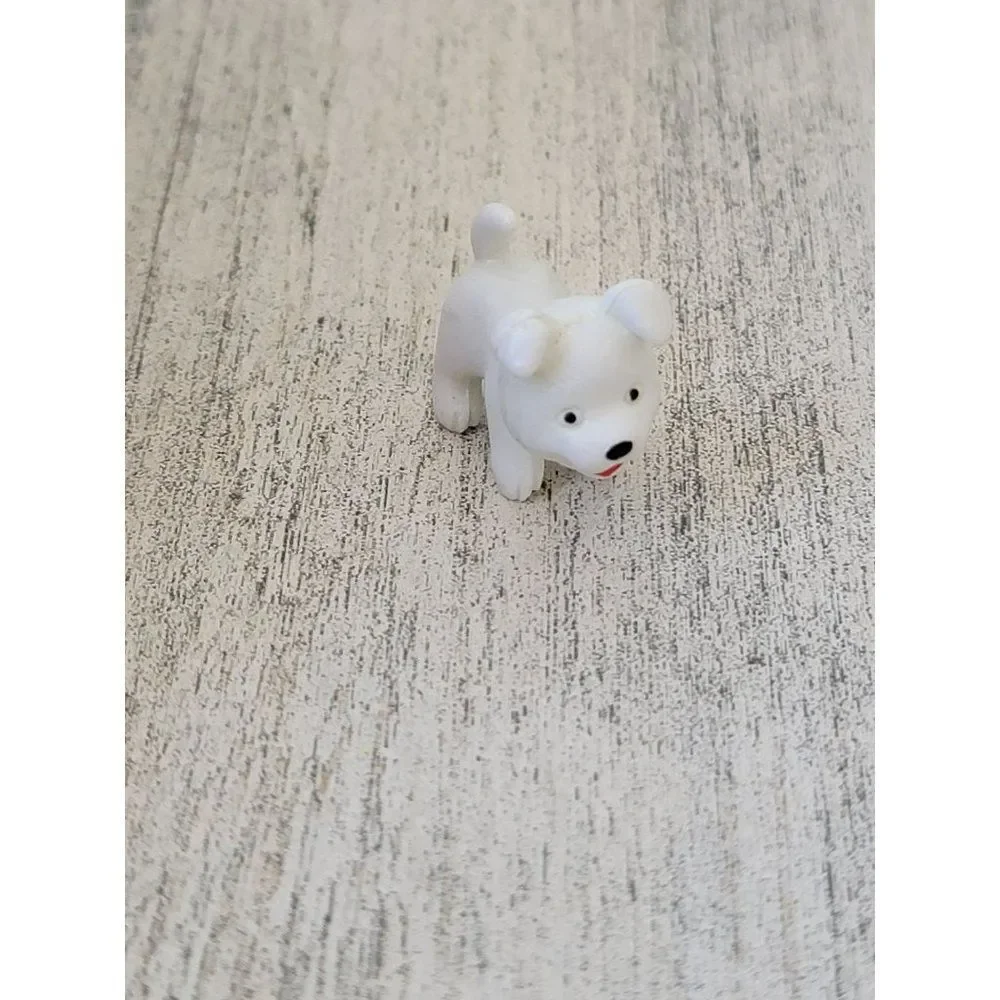 Miniature‎ white puppy dog pet accessory toy figure